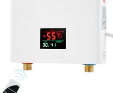Mini Instant Water Heater Instant Electric Water Heater 3000W Constant Temperature Electric Tankless Water Heater with Remote Control Digital Display for Home Kitchen Bathroom Indoor 220V (White)