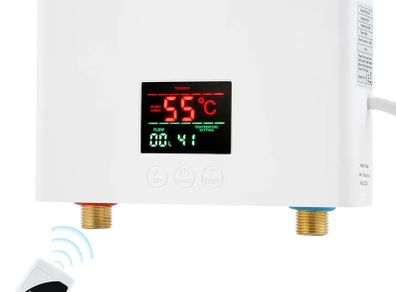 Mini Instant Water Heater Instant Electric Water Heater 3000W Constant Temperature Electric Tankless Water Heater with Remote Control Digital Display for Home Kitchen Bathroom Indoor 220V (White)