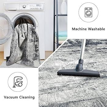 Modern Abstract Area Rug 200x300cm Washable Living Room Rug Non-slip Soft Carpet Short Pile Faux Wool Boho Art Floor Carpet for Living Room Bedroom Home Office Dining Room Kitchen Decor, Gery