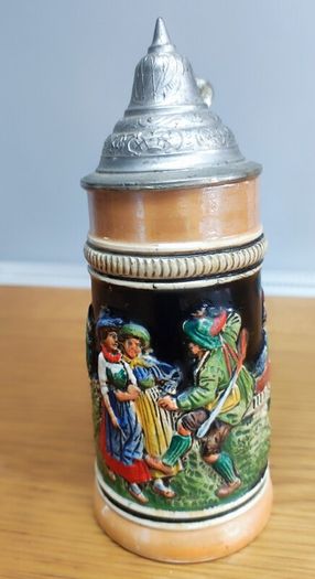 German Beer Stein Pewter Lid Vintage Made in Germany