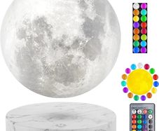 Levitating Moon Lamp -5.9inch Floating 16 Colors Moon Lamp -3D Printed Magnetic Levitation Night Light for Home Decor, Remote Control & Brightness Adjustable - Birthday Gifts for Lover Friends