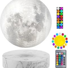 Levitating Moon Lamp -5.9inch Floating 16 Colors Moon Lamp -3D Printed Magnetic Levitation Night Light for Home Decor, Remote Control & Brightness Adjustable - Birthday Gifts for Lover Friends