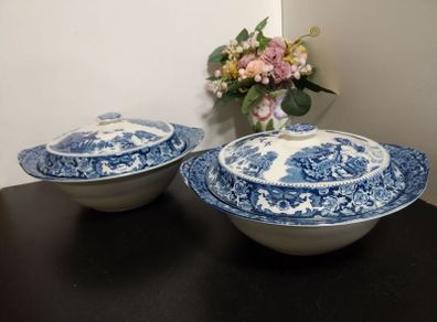 Pair of 1930' Swinnertons Olde Alton Ware "Japanese Garden" Tureens