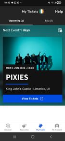 1 x Pixies Ticket, Limerick Mon 1 June