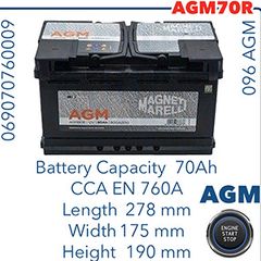 Car Battery 096agm Start/ Stop