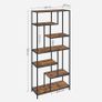 6 Tier Bookcase Standing Shelf, 30 x 80 x 180 cm, Shelf, Industrial Design, Storage Shelf for Living Room, Bedroom, Office, Vintage Brown/Black Image 4