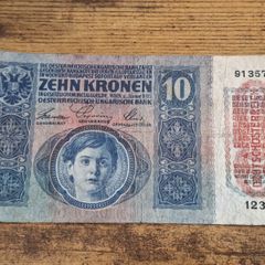 Austria-Hungary, 10 Kronen banknote, 2 January 1915, circulated, with overprint - free standard postage