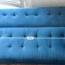 Large 3-Seater Blue Velvet Sofa Bed Image 4