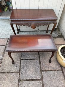 Two coffee tables,  half moon hall table