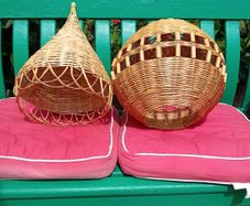 pair of vintage wicker light shades
