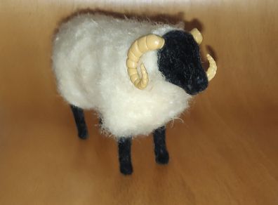 Vintage Handcrafted Blackheaded Wool Ram /Sheep Figurine