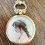 Gold Edwardian portrait fob and chain 9k Image 3