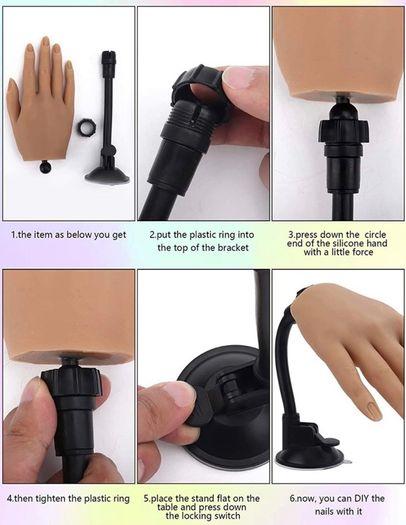 Silicone Practice Hand for Acrylic Nails,Flexible Female Mannequin Hand with Stand Soft False Fake Hands for Nail Training Manicure with 100pcs Practice Nail Tips and 3pcs Professional Nail File LEFT/RIGHT HAND AVAILABLE (FREE POSTAGE)