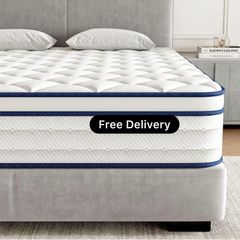 King Mattress, Memory Foam 7-Zone Pocket Spring hybrid Mattress 150x200x25cm, Medium Firm Feel for Pressure & Back Pain Relief, Motion Isolation, Mattress In a Box