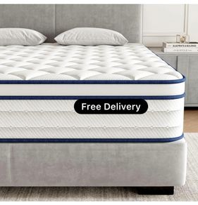 King Mattress, Memory Foam 7-Zone Pocket Spring hybrid Mattress 150x200x25cm, Medium Firm Feel for Pressure & Back Pain Relief, Motion Isolation, Mattress In a Box