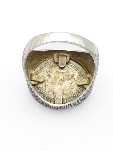 Vintage 925 Sterling Silver 1911 3d Threepence Coin Ring, Signed & Full British Hallmarks, 1975