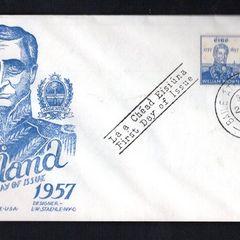 1957 Ireland Centenary of the Death of Admiral William Brown (Founder of Argentine Navy) Commemorative Stamps Illustrated First Day Cover (FDC) with Baile Atha Cliath (Dublin) cancel