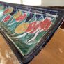 Wonderful Original Vintage Highland Stoneware Rectangular Dish Wall Art with Handpainted Tulips Image 8