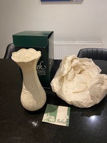 Belleek Tall Daisy Vase 1932 in original box
