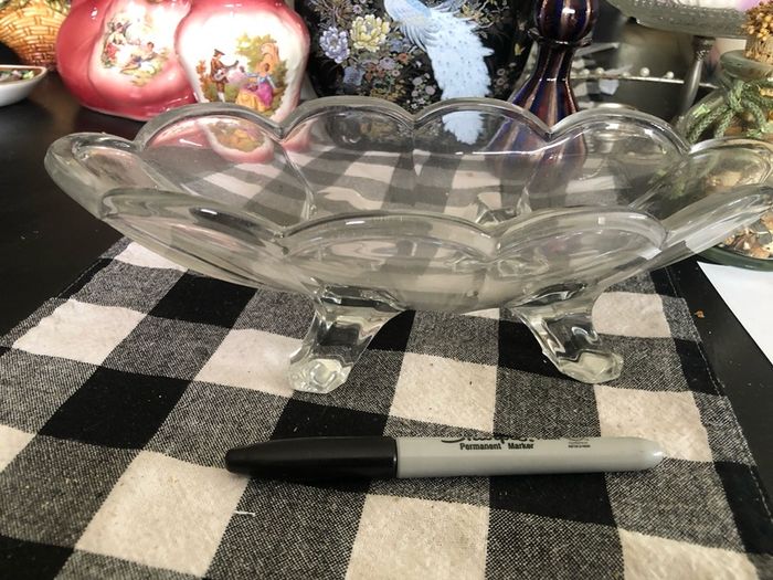 Vintage Art Deco Oval Bowl with Legs
