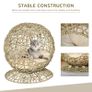 Wicker Cat Bed, Rattan Kitten Basket, Elevated Kitty House Cozy Cave with Soft Cushion 48 x 52cm Brown Image 2