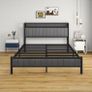 King Size Bed Frame With Storage Headboard, Upholstered Platform Bed Frame/Mattress Foundation/Metal Slat Support/No Box Spring Needed/Dark Grey Image 7