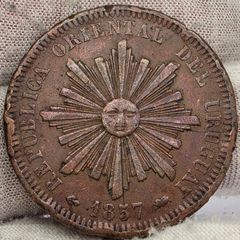 Uruguay 1857 D 40 Centesimos Coin
