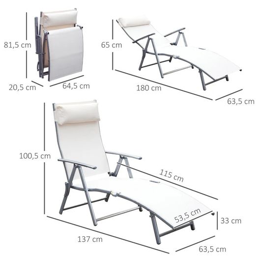 NEW SALE | Sun Lounger Recliner, Textilene Brown