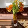 Vintage Slender Scandinavian Style Mid Century Amber Glass Vase Image 9