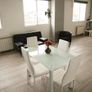 Compact Glass Dining Table Set Seats 4, White Image 4