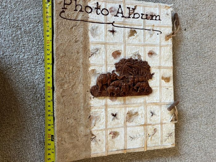 Handmade Botanical Paper Photo Album Pressed Leaf and Elephant Relief Craft