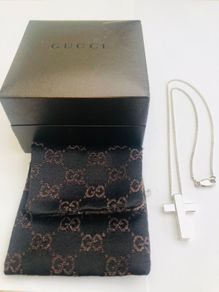 Genuine Gucci 925 Silver Cross Pendant & Chain