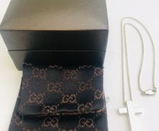 Genuine Gucci 925 Silver Cross Pendant & Chain