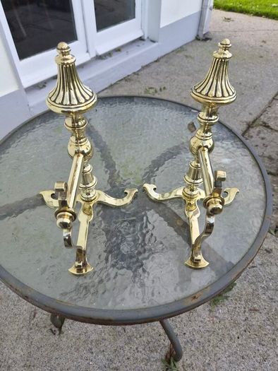 old brass  fire  dogs