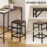 Industrial Rectangular Bar Table Set with 4 Stools for Dining Room, Kitchen, Dinette Image 4