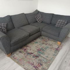 L shaped couch dark grey