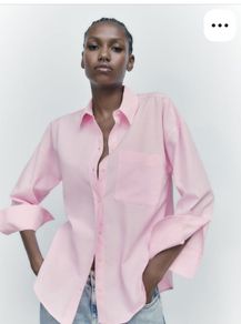 Zara Relaxed Oxford Shirt Light Pink