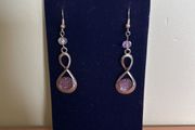 Purple or blue rhinestone drop earrings