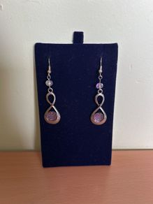 Purple or blue rhinestone drop earrings