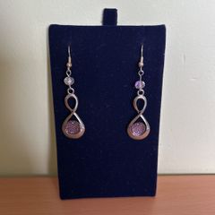 Purple or blue rhinestone drop earrings