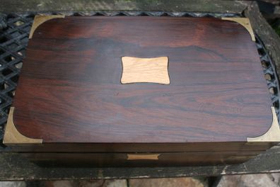 Antique Wooden Writing Box 19th century ,Brass fittings