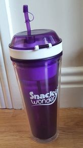 A "Snacky Wonder" 2-in-1 Movie / Travel Snack Box and Drink Cup with Keep Fresh Lid - Purple - Retail at 9.99