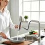 Pull Out 1 Hole Stainless Steel Kitchen Mixer Tap with Glass Washer 4 Spray Modes High Pressure Kitchen Sink Taps with Glass Rinser, Single Handle Tap for Kitchen, Bar, RV, Brushed Nickel Image 3