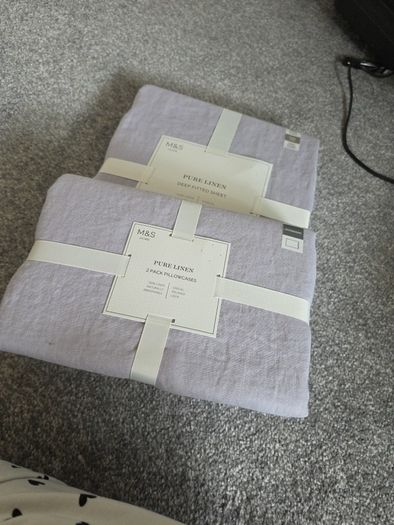 pure linen deep fitted sheet and 2 pillowcases