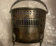 Vintage silver plated blue cobalt glass