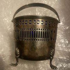 Vintage silver plated blue cobalt glass