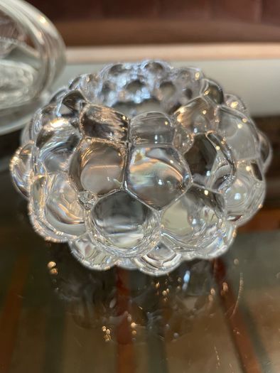 Orrefors Sweden Raspberry Clear Crystal Glass Votive Candle Holder Anne Nilsson 1980s