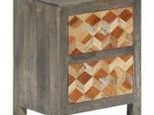 Bedside Cabinet Grey 40x30x50 cm Solid Mango Wood