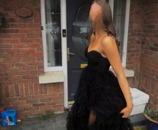Debs/Prom /Evening black strapless ruffle ballgown