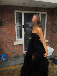 Debs/Prom /Evening black strapless ruffle ballgown